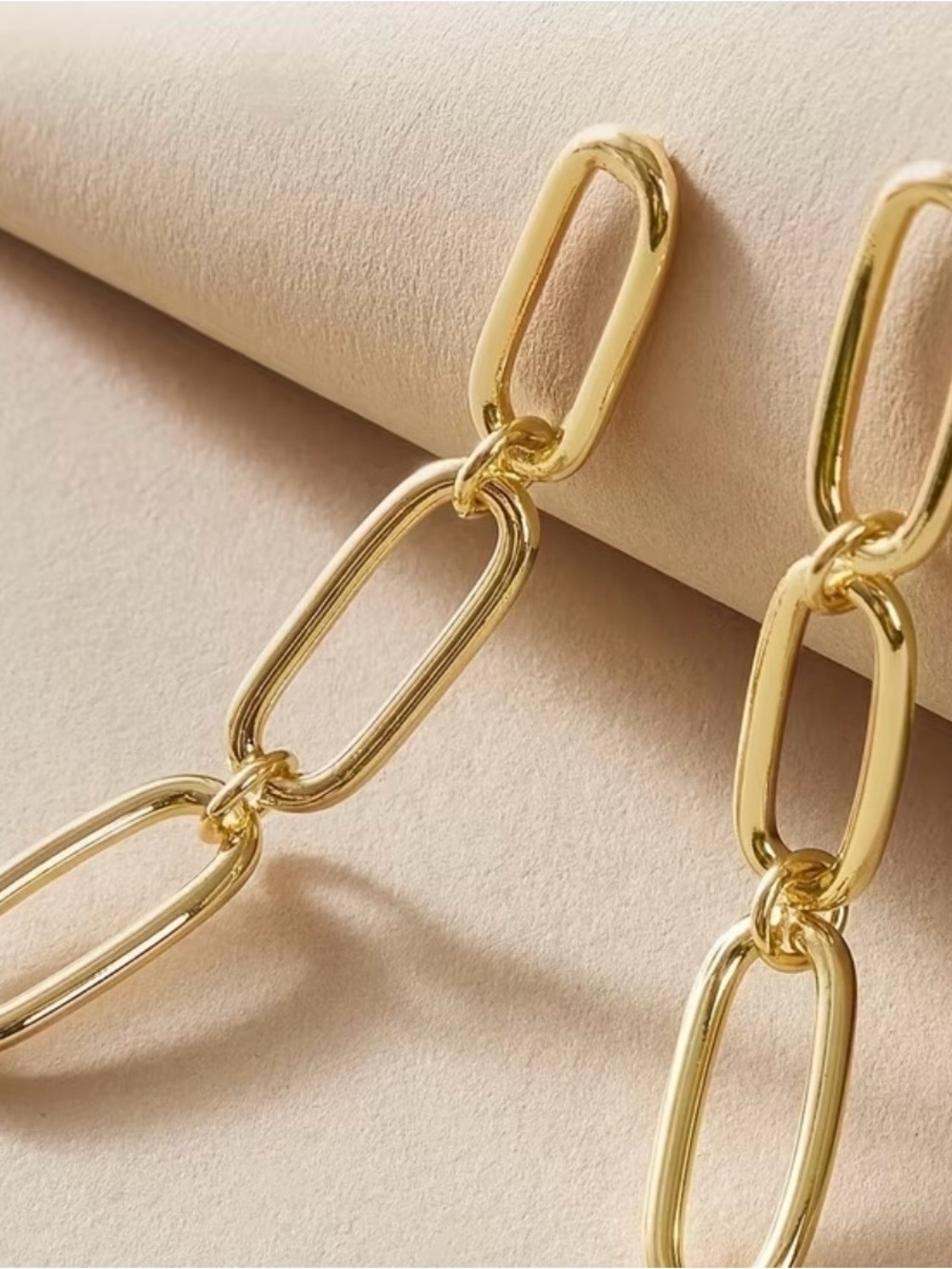 Gold Link Chain Earrings- Chunky Oval Links